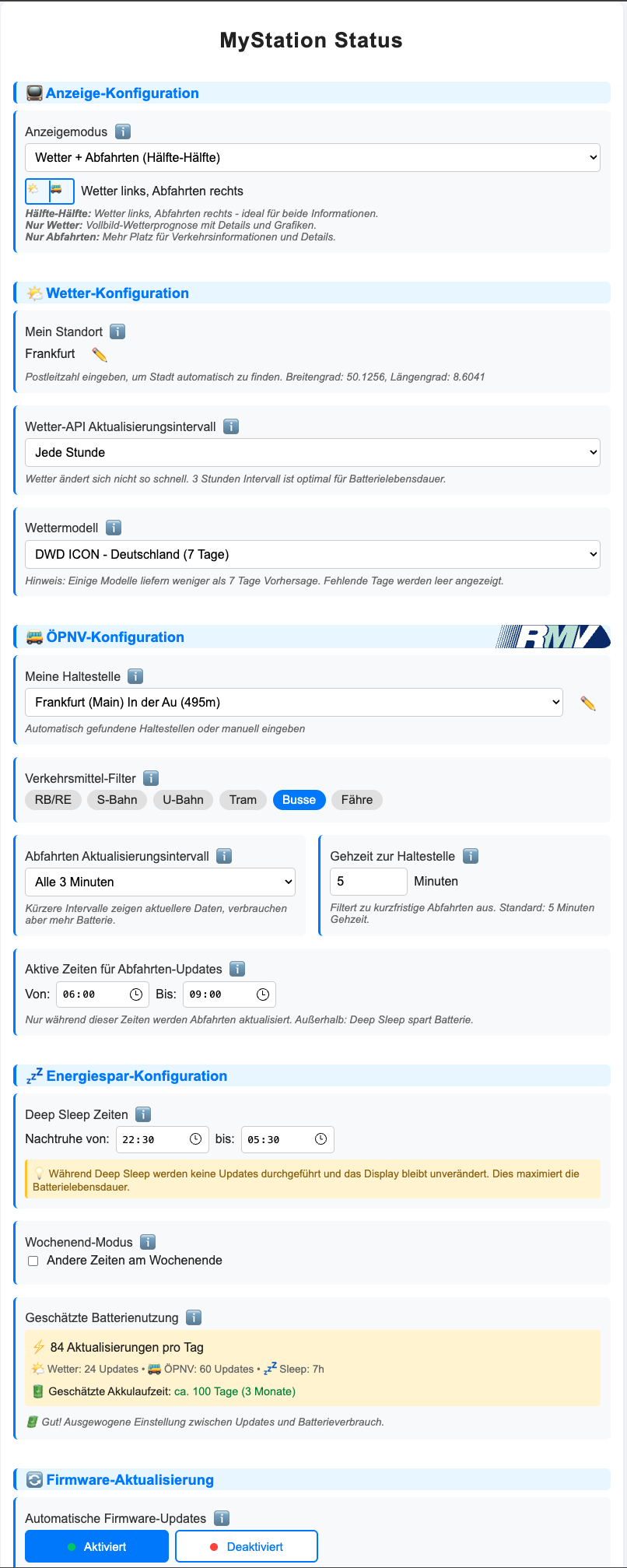 Configuration page screenshot